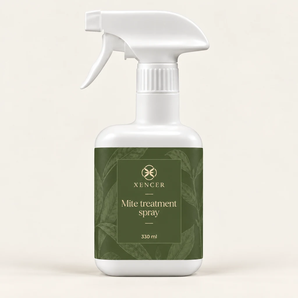 Mite treatment spray XENCER packaging concept, 330 ml, SKU XC-HC014
