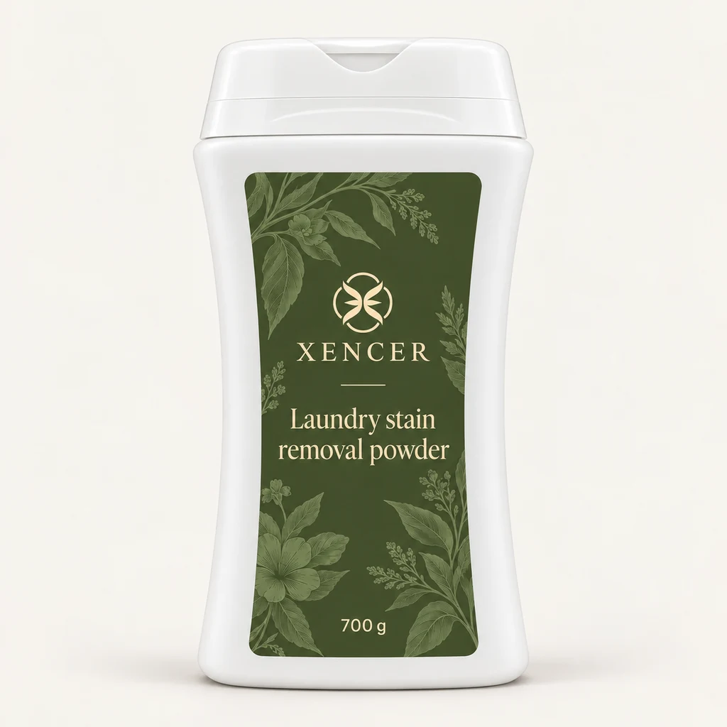 Laundry stain removal powder XENCER packaging concept