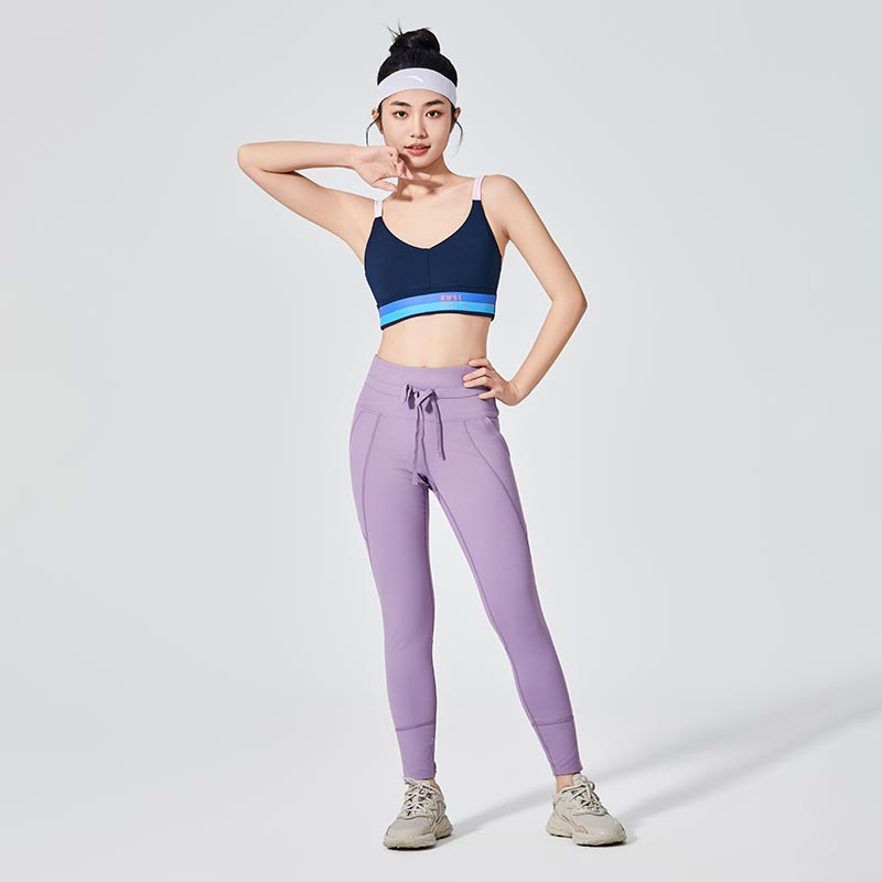 Navy Blue Contrast Strap Low-Impact Sports Bra